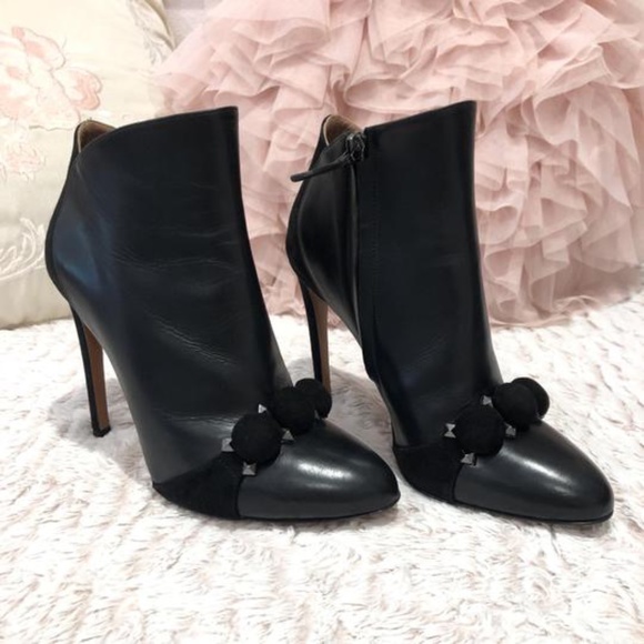 Alaia Shoes - Alaia  Studded Leather and Suede Ankle Boots